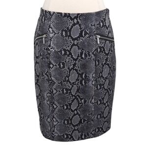 Michael Kors Gray & Black Python Snakeskin Pattern Knit Pencil Skirt- Size 8